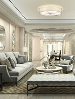 Klasyczna LAMPA sufitowa Stesso PL Cromo L Orlicki Design abażurowa OPRAWA plafon okrągły biały kremowy