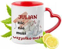 Dla Juliana Kubek Czerwony Z Uszkiem W Kształcie Serca Na Prezent