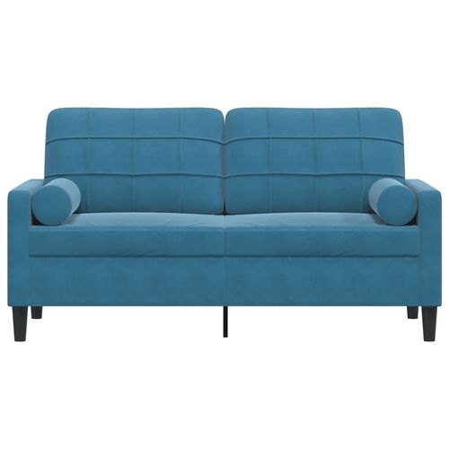 2-osobowa sofa z poduszkami, niebieska, 140 cm, aksamit na Arena.pl