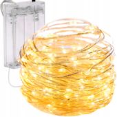 LAMPKI CHOINKOWE na DRUCIKU 80 LED ŚWIATEŁKA MIKRO GIRLANDA CIEPŁY BIAŁY AA