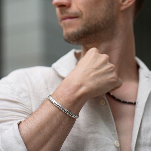 Bransoletka męska srebrna sztywna Kłos SADVA na Arena.pl