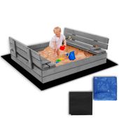 Piaskownica zamykana 120x120 cm drewno impregnowane, z włókniną i plandeką