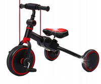 ROWEREK ROWER 2W1 TRÓJKOŁOWY DLA DZIECI NA PEDAŁY CZARNO-CZERWONY WIOSNA