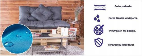 2 x Poduszka na palety do Ogrodu 120 cm x 40 cm EKO grafit ZESTAW 2 sztuk na Arena.pl