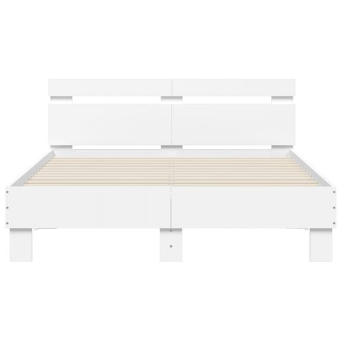 Rama łóżka z wezgłowiem i LED, biała, 135x190 cm na Arena.pl