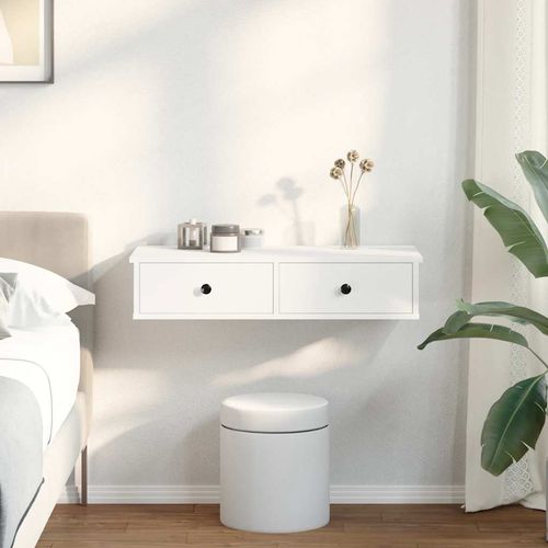 Półka ścienna z szufladami, biała, 80x31x17 cm na Arena.pl