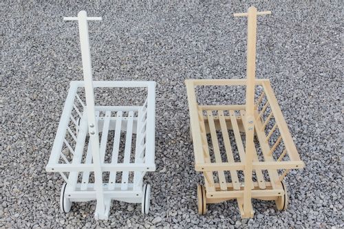 Duży, drewniany wózek drabiniasty - gumowane koła na Arena.pl