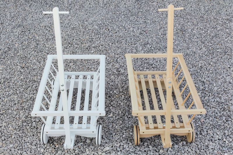 Duży, drewniany wózek drabiniasty - gumowane koła zdjęcie 13