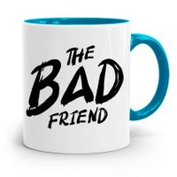 Kubek Błękitny Śmieszny Zabawny The Bad Friend Z Nadrukiem Ze Zdjęciem
