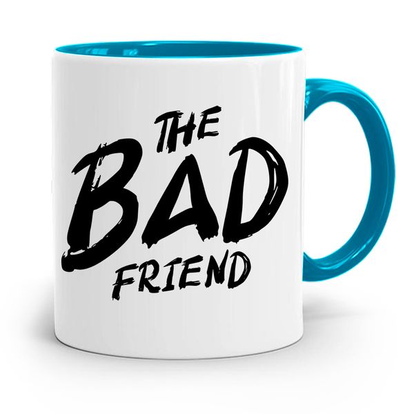 Kubek Błękitny Śmieszny Zabawny The Bad Friend Z Nadrukiem Ze Zdjęciem zdjęcie 1