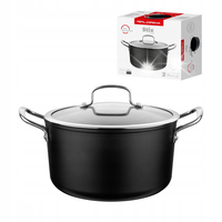 Garnek z pokrywką Florina Stix 24 cm 4L aluminiowy indukcja gaz czarny
