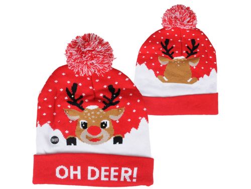 Czapka zimowa led świąteczna święta świeci ciepła wzór 1 renifer na Arena.pl