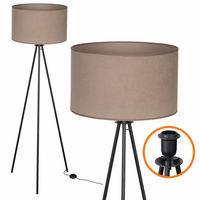 Lampa stojąca Trigni CZARNA - Nowoczesny Design Beżowy SOFT abażur