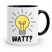 Kubek Czarny Prezent Elektryka Watt? Żarówka Z Nadrukiem Ze Zdjęciem