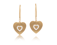 Kolczyki ryflowane serca z mniejszym serduszkiem w środku
