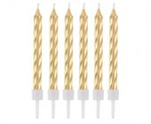 ŚWIECZKI B&C ZAKRĘCONE ZŁOTE Z PODSTAWKAMI 8CM 12SZT GODAN