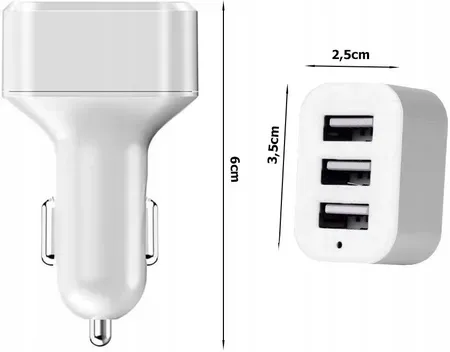 SZYBKA ŁADOWARKA SAMOCHODOWA 3xUSB 3.1A do auta zdjęcie 4