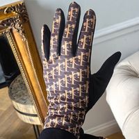 damskie rękawiczki elegancki nadruk elegant ciepłe z polarkiem w