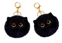 Brelok Pluszowy Kot Ozdoba Oczy Uszy Czarny