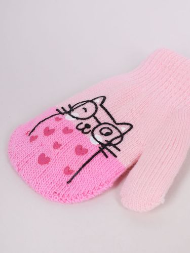 Rękawiczki dziewczęce jednopalczaste ze sznurkiem z kotkiem 10 cm YOCLUB na Arena.pl