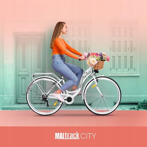 ROWER MIEJSKI DAMSKI 28'' DAMKA WIKLINOWY KOSZYK KOSZ 6 PRZERZUTKI SHIMANO na Arena.pl