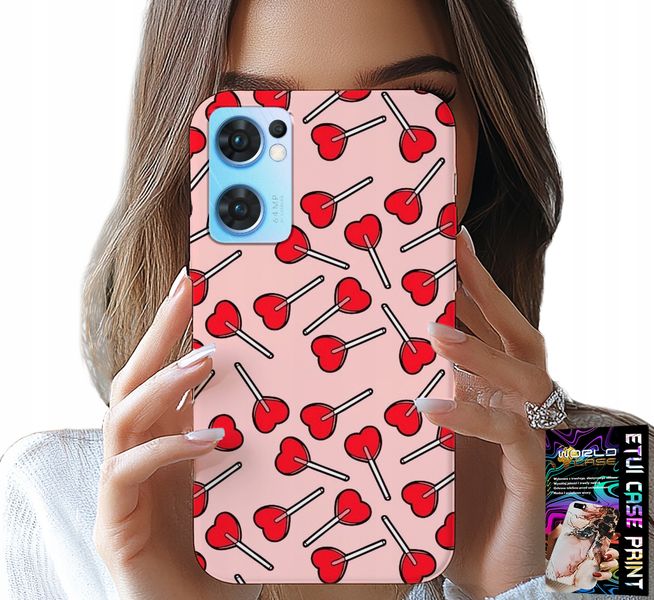 ETUI DO OPPO RENO7 5G - KOBIECE, MODNE WZORY LIZAKI W SERCA CASE zdjęcie 1
