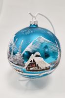 Niebieska Matowa Bombka na Boże Narodzenie na Stojaku 10 cm