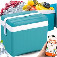 LODÓWKA TURYSTYCZNA 35L TURKUSOWA na WKŁADY MROŻĄCE do auta KAMPERA łodzi