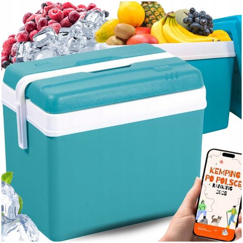 LODÓWKA TURYSTYCZNA 35L TURKUSOWA na WKŁADY MROŻĄCE do auta KAMPERA łodzi na Arena.pl