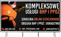 BANER REKLAMOWY 130x80cm różne wzory projekt w cenie USŁUGI BHP PPOŻ