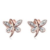 kolczyki motylki z diamentami w różowym złocie