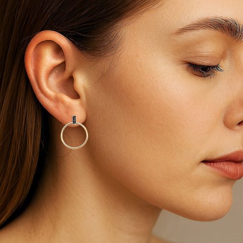 złote kolczyki koła z czarnymi cyrkoniami 333 na Arena.pl