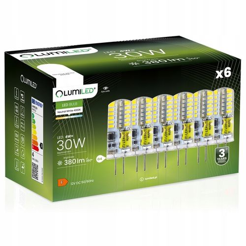 6x Żarówka LED KAPSUŁKA MINI G4 4W = 30W 4000K NEUTRALNA BARWA 12V na Arena.pl