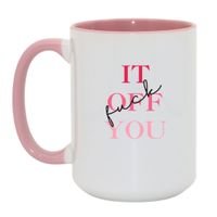 KUBEK "FUCK IT OFF YOU" Wzór - Duży Biało-Różowy 450 ml