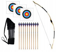 ŁUK DREWNIANY 115cm KOŁCZAN 10 STRZAŁ TARCZE BRĄZ