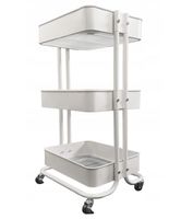 Metalowy wózek 3 poziomy 75 cm biały mobilny regał na kółkach