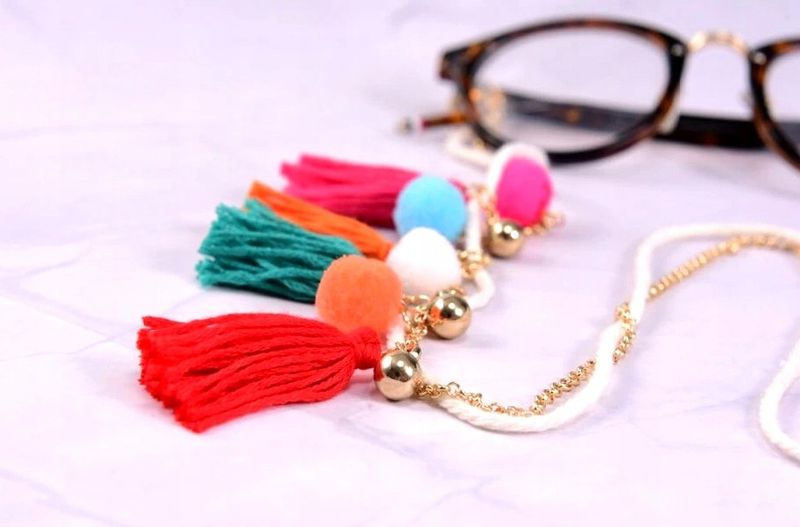 Elegancki Boho Łańcuszek Do Okularów Pompon Brelok zdjęcie 8