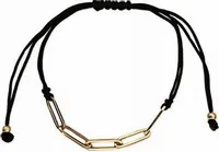 Złota bransoletka czarny sznurek damska łańcuch 585 sznurkowa z ogniwami