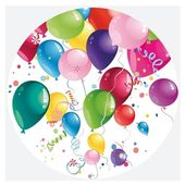 Talerzyki papierowe urodzinowe Kolorowe Balony Konfetti, 18 cm 8 szt.