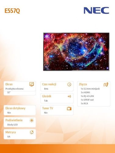 Monitor wielkoformatowy MultiSync E557Q 55 UHD 350cd/m2 16/7 na Arena.pl