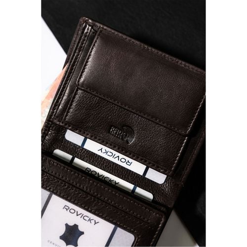 męski portfel ze skóry naturalnej z zakładkami na karty - rovicky na Arena.pl