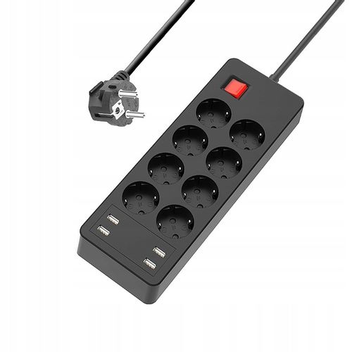 Listwa zasilająca przepięciowa 8 gniazdek przedłużacz 4 x USB ładowarka na Arena.pl