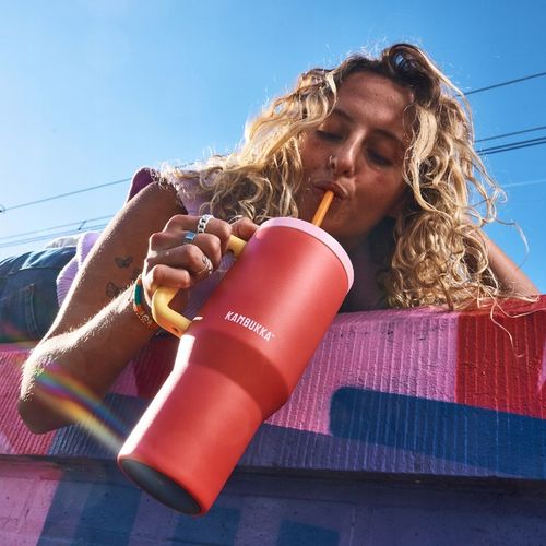 Kubek termiczny ze słomką Kambukka RIO 950 ml - Pink Papaya na Arena.pl