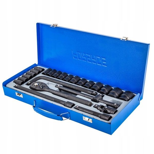 Klucze nasadowe nasadki grzechotka zestaw 1/2" 24el 8-32mm walizka metalowa zdjęcie 5