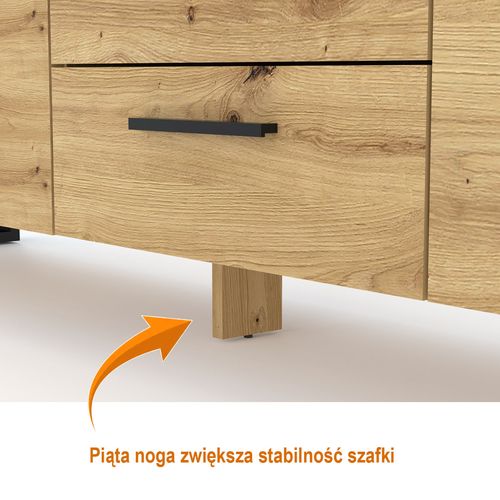 Komoda NUKA C 155 cm dąb artisan czarna stojąca na Arena.pl