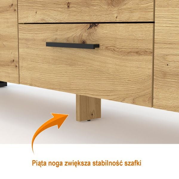 Komoda NUKA C 155 cm dąb artisan czarna stojąca zdjęcie 4