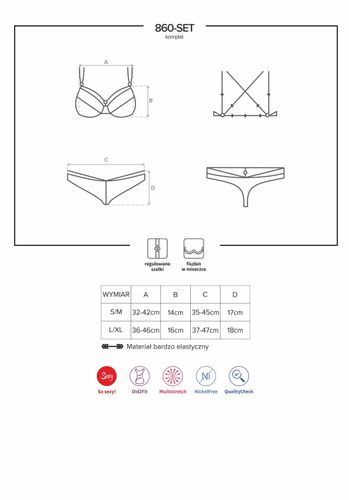 860-set-1 komplet czarny s/m obsessive na Arena.pl