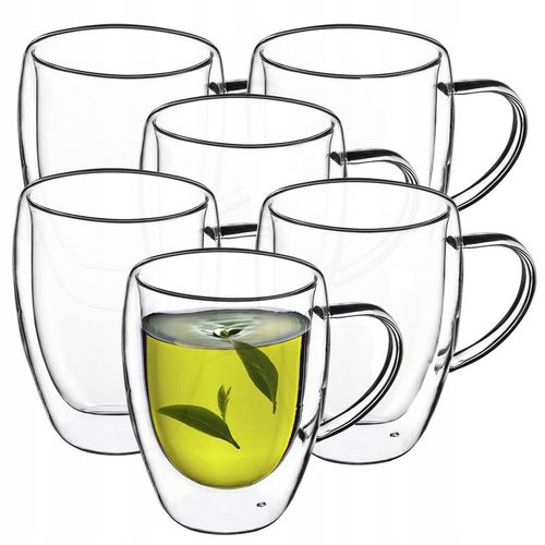 SZKLANKI TERMICZNE DO KAWY HERBATY LATTE 350ml KUBKI PODWÓJNE ŚCIANKI 6 szt na Arena.pl