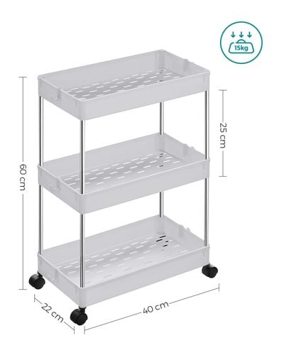 Szafka na kółkach biała organizer 3 półki regał mobilny 42x61 cm na Arena.pl