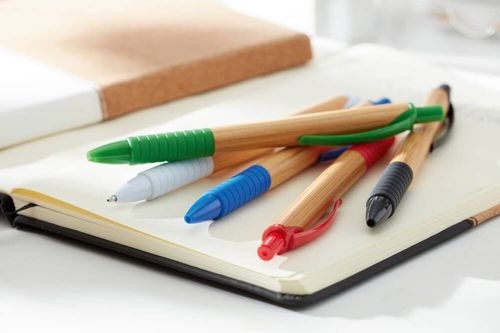 Długopis BAMBOO RUBBER, brązowy, zielony na Arena.pl